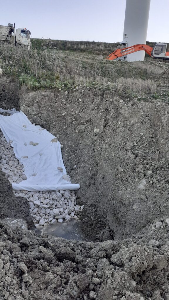 drenaggio con venuta d'acqua